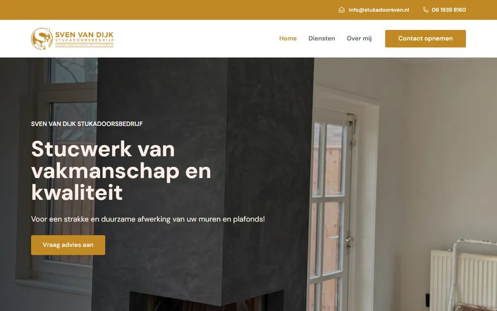Homepage van stukadoorsven.nl