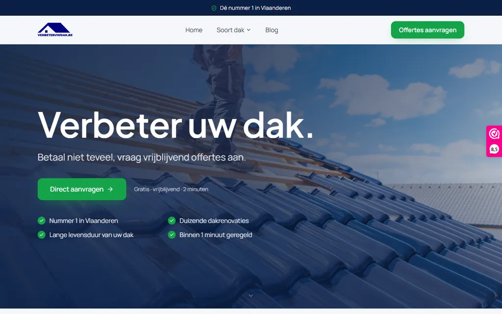 Homepage van verbeteruwdak.be