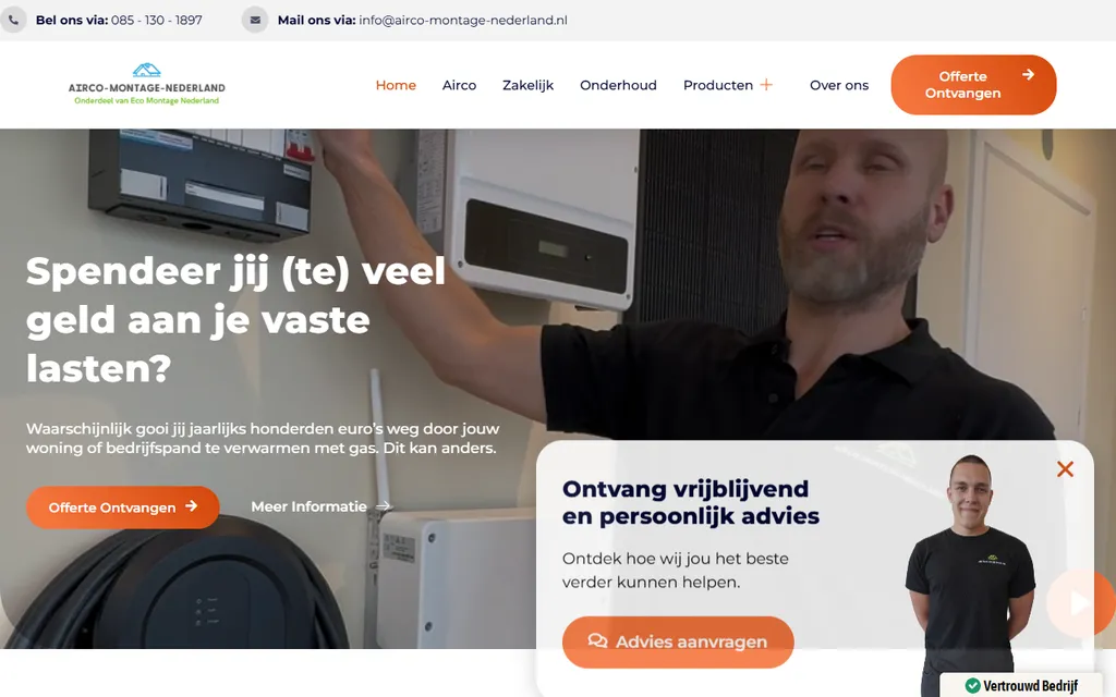 Homepage van airco-montage-nederland.nl