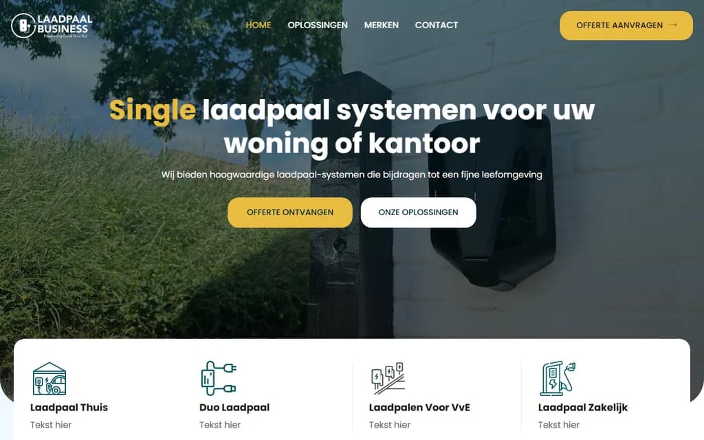 Homepage of laadpaalbusiness.nl, website built by PaginaBooster