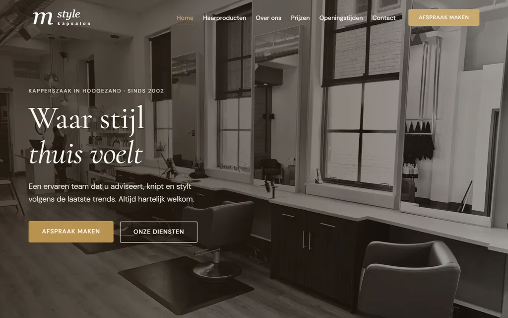 Homepage van mstylekapsalon.nl