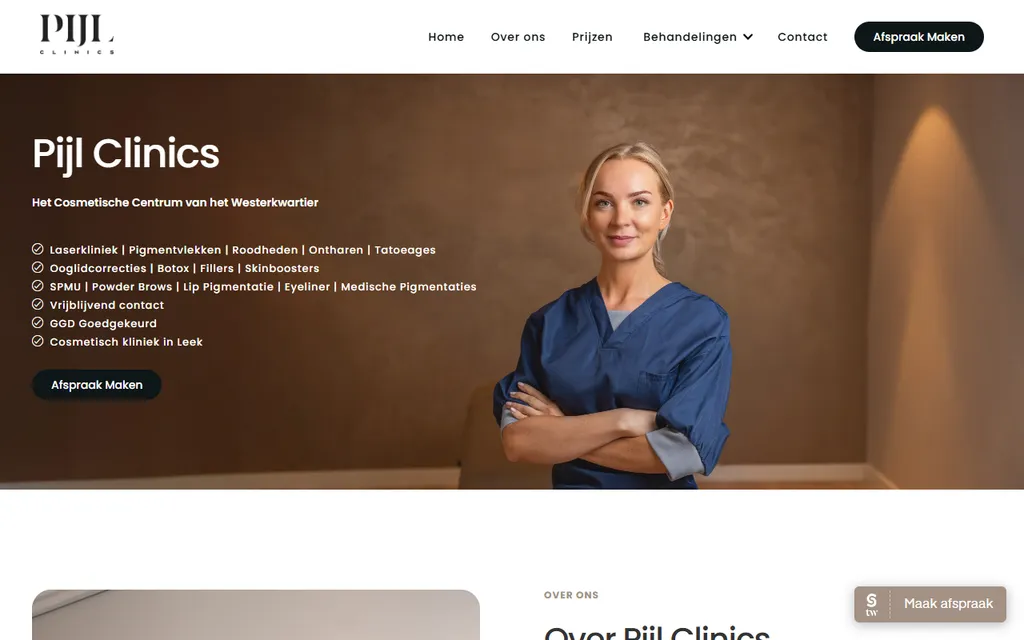 Homepage van pijlclinics.nl