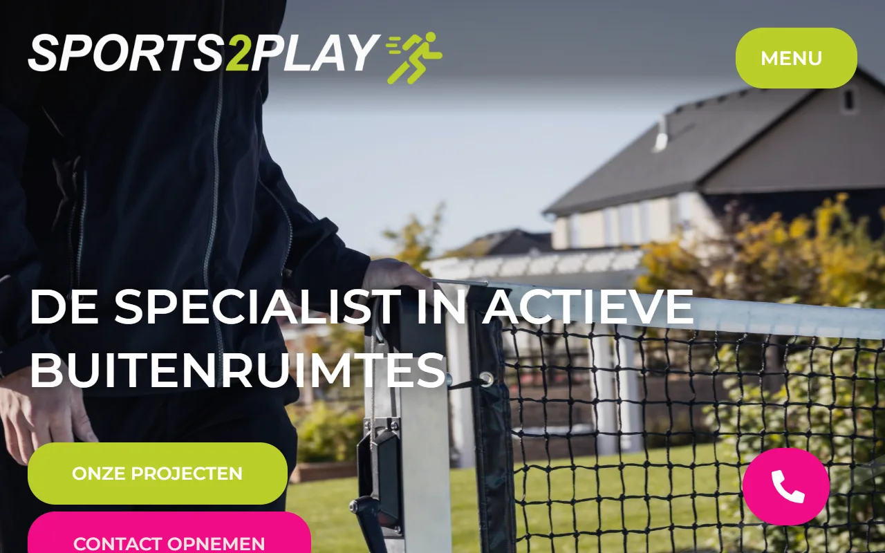 Website van Sports2Play, gebouwd door PaginaBooster