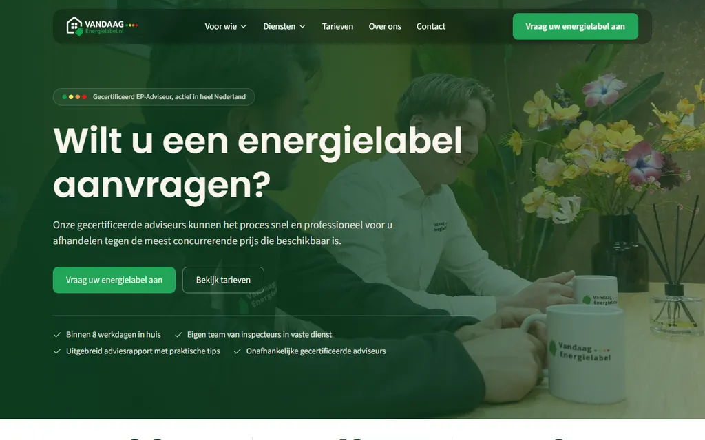 Homepage van vandaagenergielabel.nl